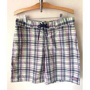 Men's Vineyard Vines Cotton/Nylon Plaid Swim Trunks Board Shorts Size 33